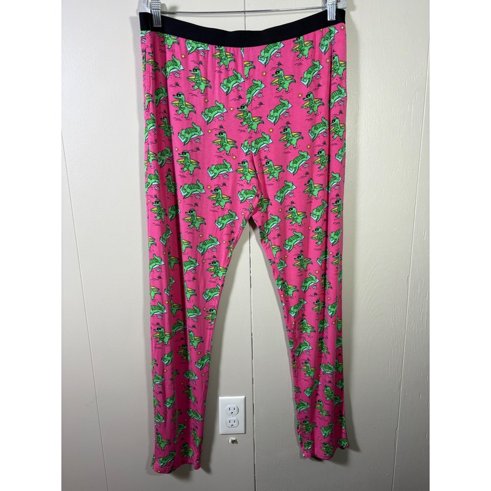 MeUndies Pink Alligator Print Lounge Pajama Pants XL Colorful Playful Cartoon